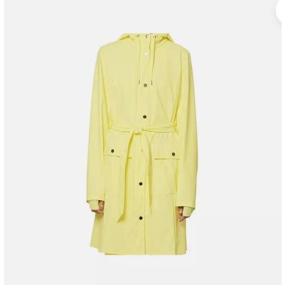 RAINS Jacket Curve Waterproof Rain Jacket in Straw Color (Yellow) Size Small - Picture 1 of 6